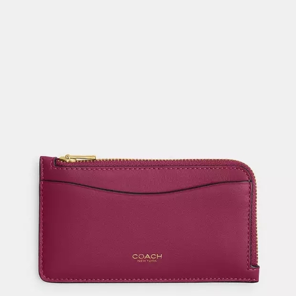 Coach New York Zip Card Case Women's Fuchsia Card Wallet NWT Authentic